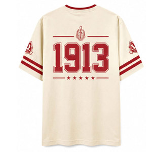 Camiseta Roja de Manga Corta Delta Sigma Theta DST 1913 para Hombre, Informal, Cuello Redondo, Jersey de Algodón, Ribete en Contraste, Estampado de Letras - Product Image 6