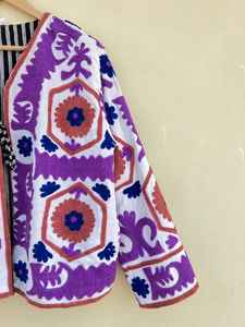 เสื้อแจ็คเก็ต uzbek suzani แฮนด์เมดเสื้อโค้ทแฟชั่นสไตล์โบฮีเมียนปักลายดอกไม้สีสันสดใส - Product Image 3