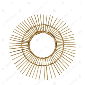 Miroir suspendu décoratif de style moderne vietnamien en bambou et rotin pour la décoration de bureau - Product Image 5