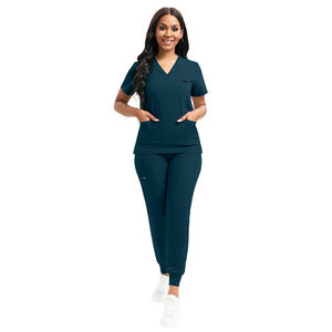 Meilleure vente respirant femmes à manches courtes soins infirmiers gommage uniformes ensemble broderie personnalisée décontracté médical gommages hôpital toile - Product Image 1