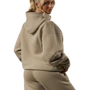 Ensemble de survêtement d'hiver personnalisé haut de gamme pour femme : sweat à capuche en polaire et pantalon de jogging avec poches, deux pièces, décontracté, pour la gym et le sport, 100% coton - Product Image 6