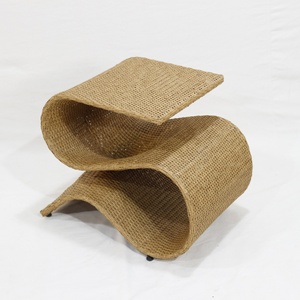 Artex Dong thap โต๊ะกาแฟดีไซน์งูแบบทันสมัยมีโครงเหล็กด้านบนแบนทรงสี่เหลี่ยมและหวายพลาสติกสีน้ำตาลทอ - Product Image 6