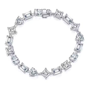 Pulsera de bisel de diamantes de moissanita de Plata de Ley 925, regalo para Ella y él, pulsera de diamantes de moissanita - Product Image 3