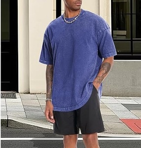 Wholesale Men Acid Wash T Shirt Streetwear Hip Hop 100% Cotton <b>tshirts</b> With Logo Customize Oversized Vintage T-Shirt Breathable - Product Image 2