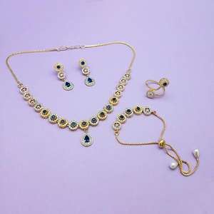 Pralhad AD Fine Jewelry Set comprend une bague collier en pierre Bracelet-FBP0040A - Product Image 1