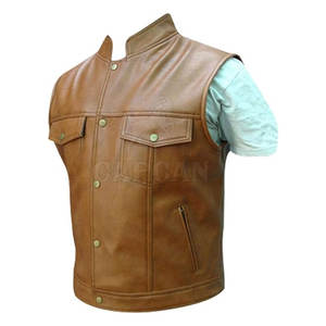 Chaleco de cuero de invierno para hombre personalizado de la mejor calidad, duradero, impermeable, superventas, diseño superior para uso en exteriores, decoración con botones y logotipo - Product Image 3