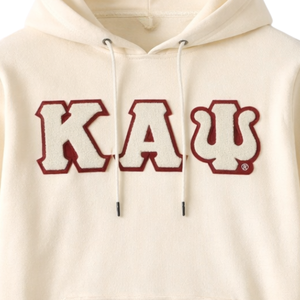 Kappa Alpha Psi Krimson Kream Chenille <b>Hoodie</b> Classic Greek Letter Nupe Fraternity Pullover - Product Image 5