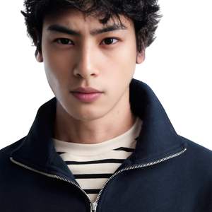 Sweat-shirt à col zippé pour homme tendance, manches longues, mélange polyester/coton, vêtement de rue, teint en pièce - Product Image 5