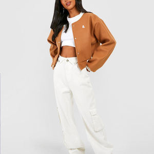 Servicio OEM ODM para Minoristas, Chaqueta Universitaria de Manga Larga para Mujer, Chaqueta Universitaria Corta de Béisbol para Mujer, Chaquetas Universitarias para Invierno - Product Image 3