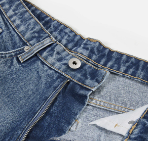 2025 New Medium Washed Custom Men Straight Classic 100% Cotton Street Jeans Negro - Product Image 3