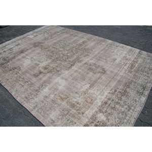 Tapis turc 7,7 x 10,6 pieds, tapis vintage, tapis gris à imprimé animal en laine - Product Image 2