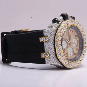 Premium Luxury Customize Quartz Stainless Steel Fashion <b>Black</b> Iced IGI Certified VVS Moissanite Diamond Hip Hop Mechanical <b>Watch</b> - Product Image 1