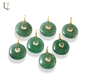 Green Strawberry Quartz Gemstone Inlay Pendant 925 Sterling Silver Fine Pendants <b>Charms</b> Stone Inlay Pendant at Wholesale Price - Product Image 2