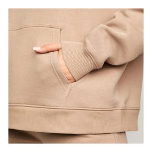 Survêtement à manches longues surdimensionné pour femmes 100% coton cordon goutte épaule poche kangourou poche avant coton - Product Image 6