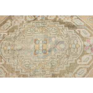 Vintage 3.8 X 4ft Turkish <b>Wool</b> Rug Beige & <b>Pink</b> Patchwork Design Latex Backing for Living Room Decor or Car Large Area 9x12 - Product Image 5