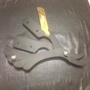 โลหะพับมืออาชีพสแตนเลสทองสีดำ Parker ตรงตัดผมมีดโกนที่มีโลโก้ที่กำหนดเอง - Product Image 1