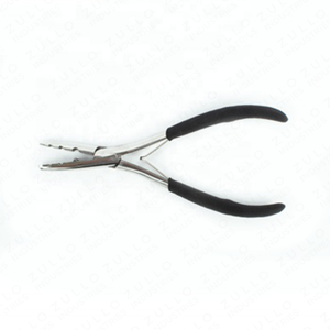 Pinzas al por mayor OEM de acero inoxidable plateado para extensiones de cabello con agarre de goma y herramienta para quitar cuentas para salón de belleza - Product Image 2