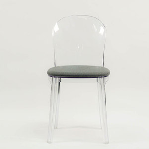 Contemporary Modern Transparent Plastic <b>Restaurant</b> Furniture Chair with Fabric Cushion for <b>Restaurant</b> Use GAK296S - Product Image 3