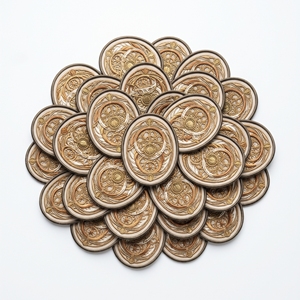 Custom Patch Direct Supplier Shield <b>Steampunk</b> Mechanical Cogs Gears Badge Off White Twill Gold Border Iron On Applique - Product Image 6
