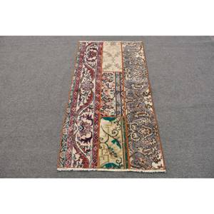 Tapis en laine turque Vintage éclectique 2.5x4.8ft rouge Beige classique grande surface Patchwork Design support en Latex pour décor de chambre de couloir - Product Image 1