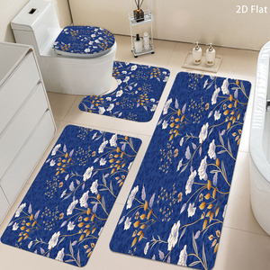 Custom Printed Flannel <b>Bathroom</b> Rug <b>Set</b> for <b>Bathroom</b> Non-Slip Shower Curtain Bath <b>Mat</b> - Product Image 1