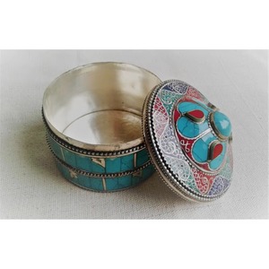 Organisateur décoratif de boîte à bijoux de concepteur en métal bleu de luxe pour des montres de collection de bijoux et la présentation de cadeau de l'Inde - Product Image 4