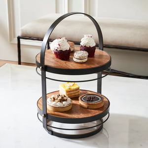 Servidor de pasteles de metal de 2 niveles de alta calidad, último diseño, forma redonda, postre, aperitivos, precio de soporte - Product Image 1