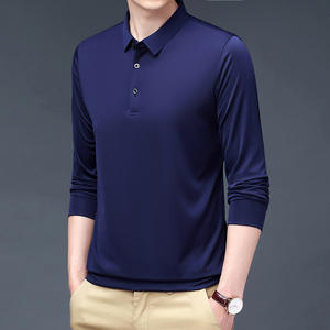 POLO de couleur unie à manches longues pour hommes personnalisé par OEM - Product Image 6