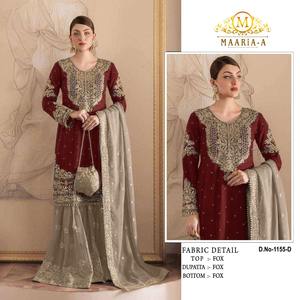 Conjunto tradicional étnico indio y pakistaní Gharara Punjabi Sharara con bordado Haevy de secuencia para mujer - Product Image 5
