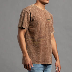 เสื้อยืดฟอกสีกรดสำหรับผู้ชายเสื้อยืดสีพื้นไซส์ใหญ่พิเศษออกแบบใหม่ล่าสุด - Product Image 3