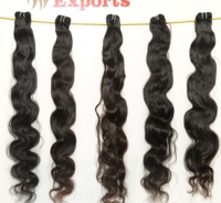 Extensiones de Cabello Humano Remy Virgen Crudo Sin Procesar de la India, Ondulado Natural, Doble Trama a Máquina, Alineación de Cutícula, Voluminoso