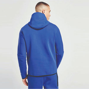 Ensemble de survêtement technique pour homme en molleton, 69 % coton, 31 % polyester, bleu roi, avec fermeture éclair intégrale, sweat-shirt à capuche et pantalon de jogging - Product Image 5