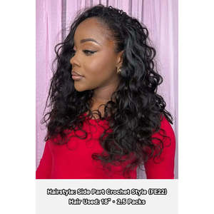 Extensions de cheveux au crochet en plumes, vierges, brésiliennes, humaines, double densité, ondulées, bouclées naturelles, styles Loose Wave, couleur 1B Miracles - Product Image 3