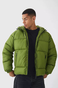Veste bouffante vert olive pour hommes très exigeants manteau d'hiver à capuche léger coupe-vent et isolé vêtements d'extérieur chauds vestes pour hommes - Product Image 3