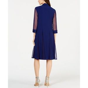 R&M Richards Set Giacca Lunga e Abito Formale da Donna con Decorazioni Blu Taglia 18 - Abiti da Sera in Chiffon a Trapezio con Paillettes Naturali ODM - Product Image 2