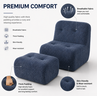 Fauteuil de salon moderne avec repose-pieds, fauteuil d'appoint rembourré en tissu, fauteuil confortable pour salon, chambre à coucher, hôtel