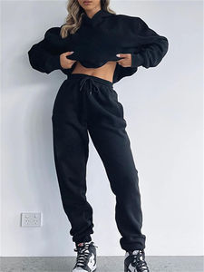 ชุดวอร์มผ้าฝ้ายขนแกะมีฮู้ดสำหรับผู้หญิงชุดวอร์มผ้าฝ้าย100% ระบายอากาศได้ดีขนาดใหญ่ออกแบบได้ตามต้องการสำหรับฤดูหนาว - Product Image 4