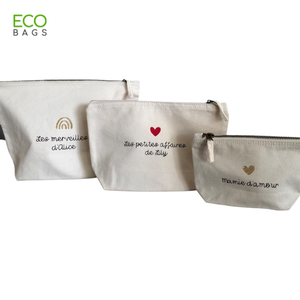 2023 OEM ODM à la mode coton toile sac cosmétique lettre conception pour trousse de toilette maquillage fermeture à glissière prix de gros pas cher - Product Image 6