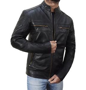 Nouveauté Veste de moto en cuir de vache de haute qualité, col montant XL avec décoration en fourrure, veste d'hiver respirante pour hommes - Product Image 1