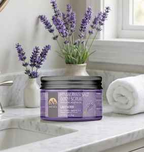Gommage corporel au sel de l'Himalaya à la lavande naturelle, exfoliant biologique hydratant pour le soulagement du stress et l'adoucissement de la peau - Product Image 4