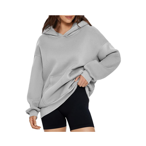 Sweats en molleton surdimensionnés pour femmes rouges à la mode pulls à manches longues pull tenues d'automne sweats à capuche disponibles au prix de gros - Product Image 1