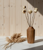 Vase de table en bois éco-responsable au fini naturel, support floral artisanal, diamètre personnalisable, décoratif pour mariage AZ