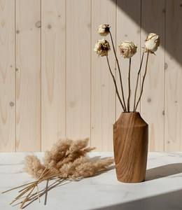 Vase en bois moderne à finition naturelle, écologique, artisanal, porte-fleurs pour mariage et décoration intérieure, à des fins de cadeau - Product Image 4