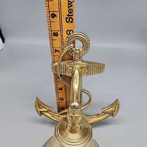 Vintage Solid Brass <b>Nautical</b> Ship Bell Anchor Wall Mount Door New Rope - Product Image 3