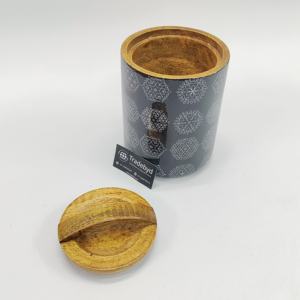 Bocal en bois imprimé émaillé hermétique avec poignée incurvée pour rangement de qualité supérieure par Tradebyd - Product Image 3
