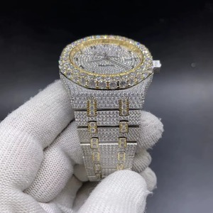 Fabricación india de lujo de oro Iced Out Mossinate reloj de cristal completo diamante para Hombres estilo Hip Hop disponible al mejor precio - Product Image 3