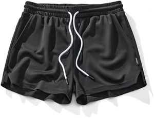 Pantalones cortos de verano de poliéster 100% listos para enviar para hombre, pantalones cortos deportivos informales con logotipo personalizado, pantalones cortos de malla, tela peinada - Product Image 4