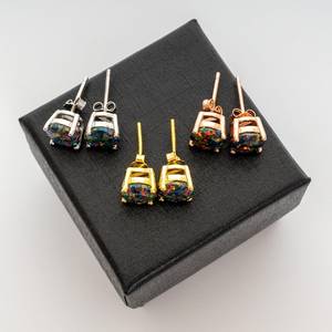 ต่างหูโอปอลสีดำแบบหลายสีสดใสเหมาะสำหรับใส่ในชีวิตประจำวันเครื่องประดับชั้นดีและเครื่องประดับแฟชั่น - Product Image 5