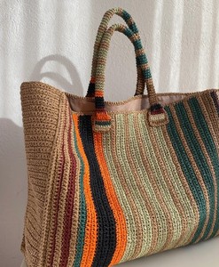 Sac fourre-tout en raphia fait main - Grand sac en paille bohème - Product Image 2