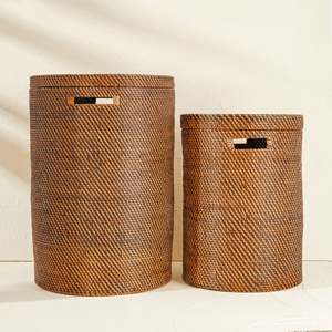 Cesta de Mimbre Tejida a Mano, Cesto para Ropa Sucia, Cestas Grandes con Tapa para Lavandería, Mimbre Natural - Product Image 4